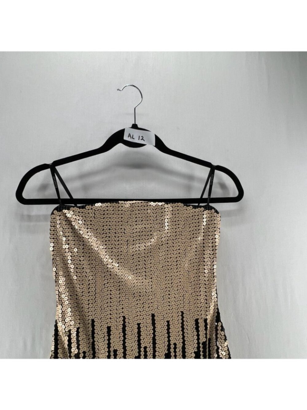 Bebe Strapless Sequin Ombre Mini Dress Womens 2XS Liquid Drip Bodycon Black Gold - Picture 12 of 12